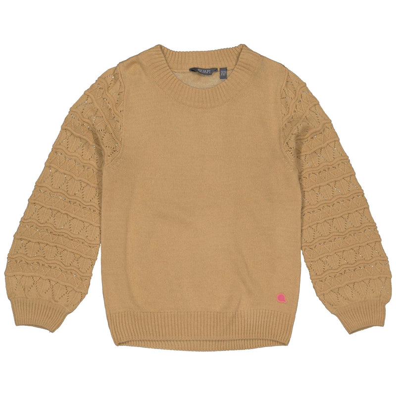 Meisjes Pullover AMIQW231 van Quapi in de kleur Sand Light in maat 134-140.