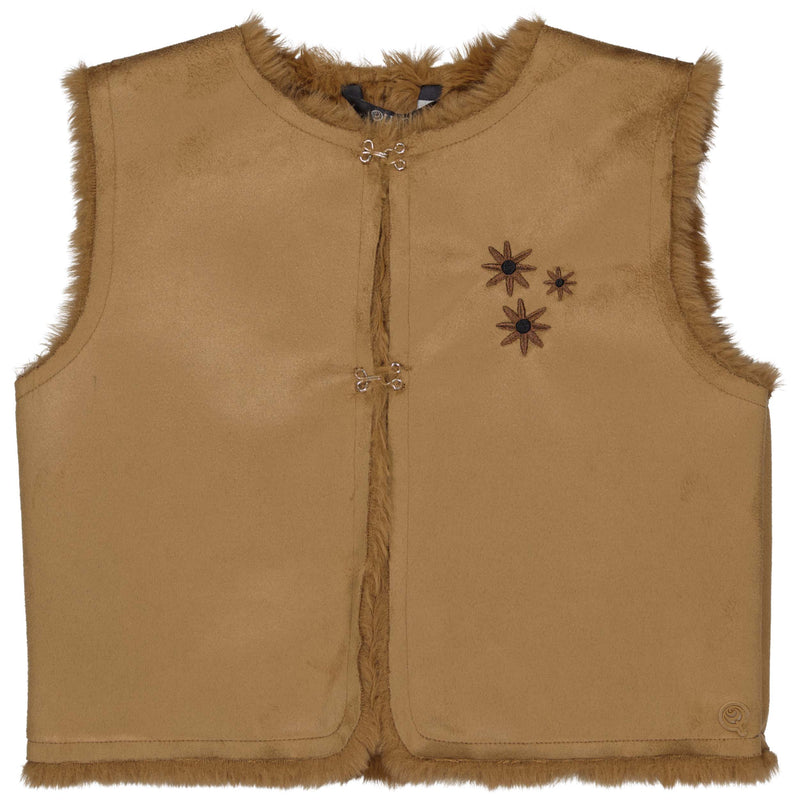 Meisjes Gilet ANDRIENQW231 van Quapi in de kleur Brown Almond in maat 134-140.