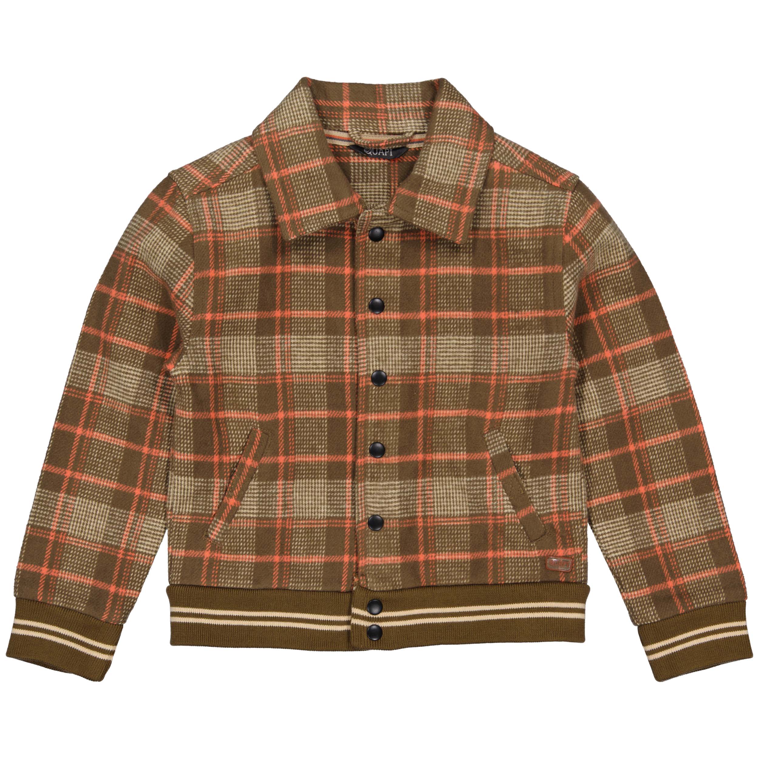 Jongens Sweater ANNOQW231 van Quapi in de kleur AOP Brown Check in maat 134-140.