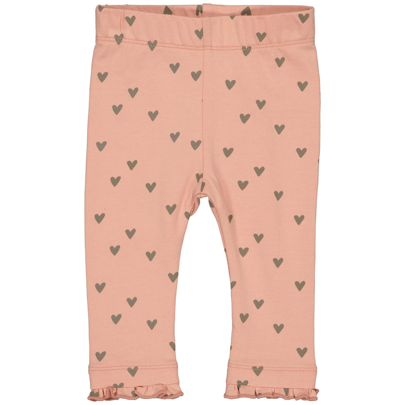 Meisjes Legging CINDYQNBW23 van Quapi Newborn in de kleur AOP Brown Soft Hearts in maat 68.