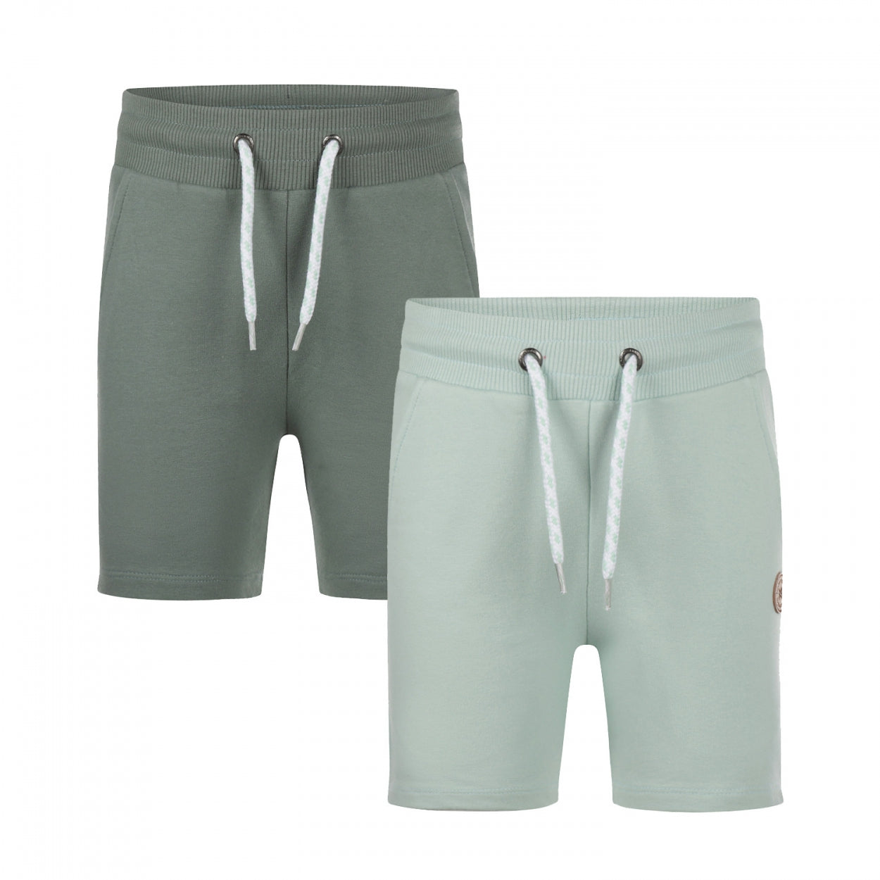 Jongens Jogging shorts 2-pack van Koko Noko in de kleur Dusty green in maat 128.