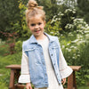 Meisjes Jeans jacket sleeveless van Koko Noko in de kleur Blue jeans in maat 128.