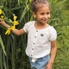 Meisjes Blouse ss van Koko Noko in de kleur  Off white in maat 128.