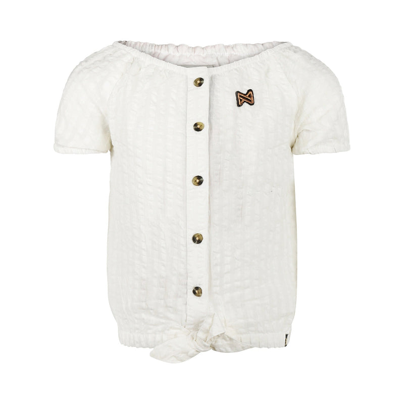 Meisjes Blouse ss van Koko Noko in de kleur  Off white in maat 128.