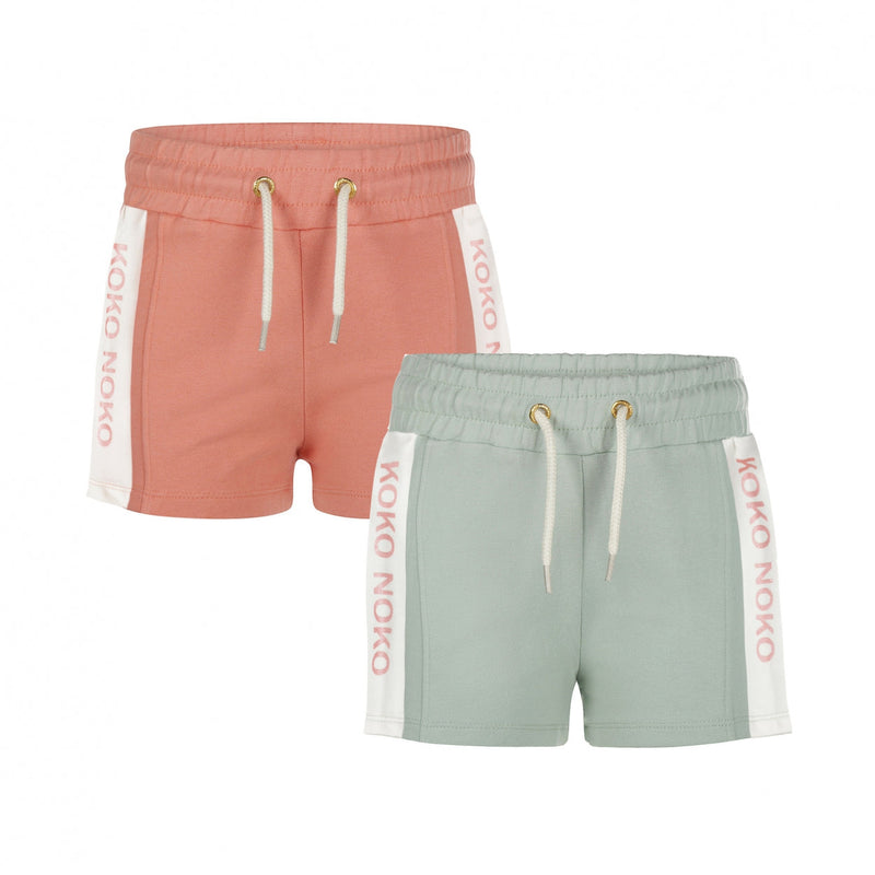 Meisjes Shorts 2-pack van Koko Noko in de kleur Faded green in maat 128.