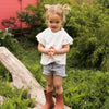 Meisjes Jeans shorts van Koko Noko in de kleur Grey jeans in maat 128.