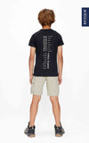 Jongens T-Shirt with back-print Guus van RETOUR in de kleur black in maat 182-188.
