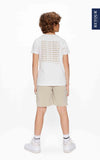 Jongens T-Shirt with back-print Kyle van RETOUR in de kleur off white in maat 182-188.