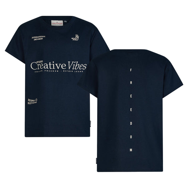 Jongens T-Shirt Randy van RETOUR in de kleur dark navy in maat 182-188.