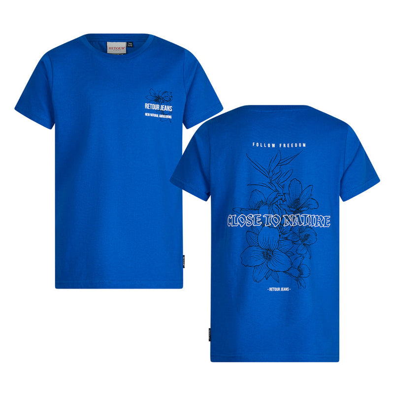 Jongens T-Shirt with back-print Nathan van RETOUR in de kleur electric blue in maat 182-188.