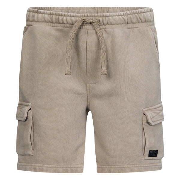 Jongens Cargo sweat shorts Vito van RETOUR in de kleur camel in maat 182-188.
