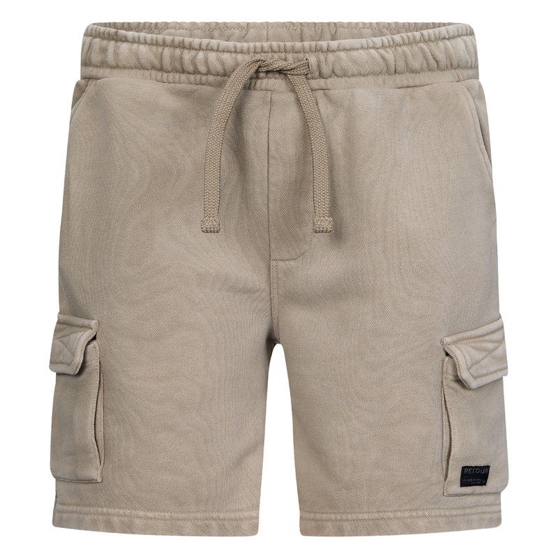 Jongens Cargo sweat shorts Vito van RETOUR in de kleur camel in maat 182-188.