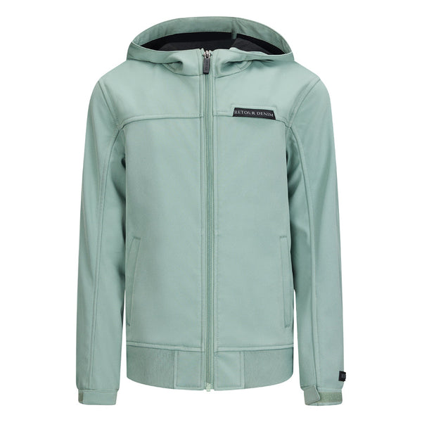 Jongens Softshell Jacket Haiko van RETOUR in de kleur desert sage in maat 158-164.