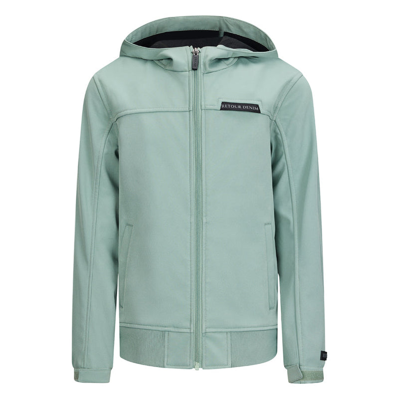 Jongens Softshell Jacket Haiko van RETOUR in de kleur desert sage in maat 158-164.