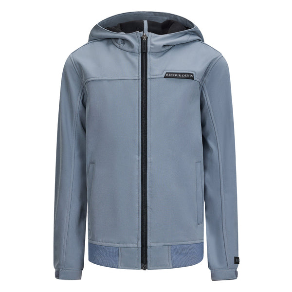 Jongens Softshell Jacket Haiko van RETOUR in de kleur blue grey in maat 158-164.