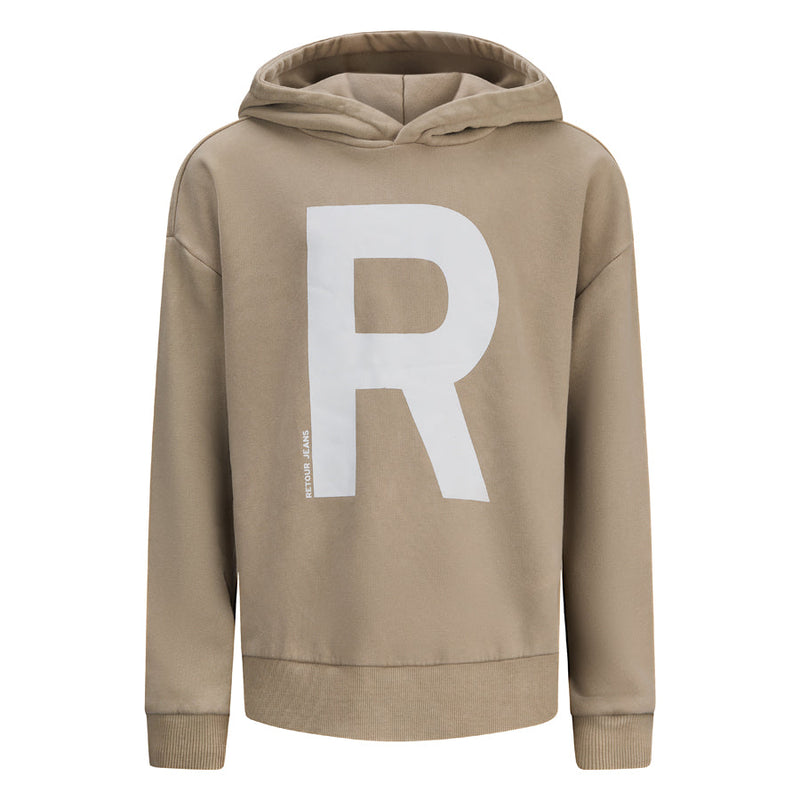 Jongens Hooded sweater Giome van RETOUR in de kleur camel in maat 182-188.