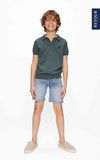 Jongens Knitted polo Camiel van RETOUR in de kleur moss green in maat 182-188.
