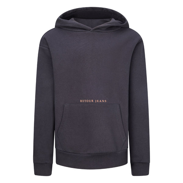 Jongens Hooded sweater Jorrit van RETOUR in de kleur dark raisin in maat 182-188.