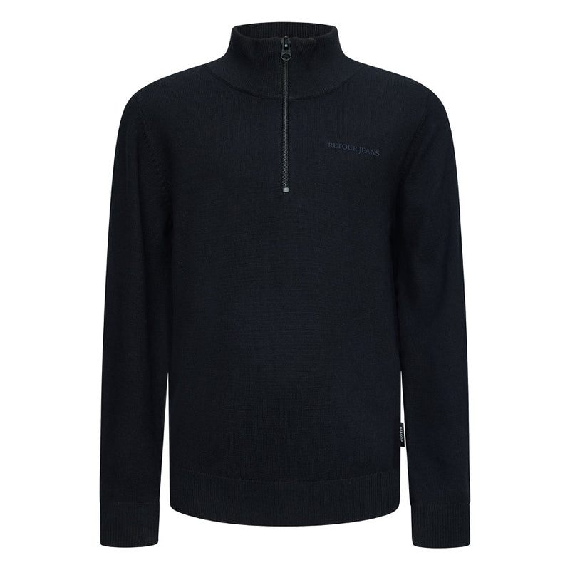 Jongens Knitwear with collar Charles van RETOUR in de kleur black in maat 182-188.