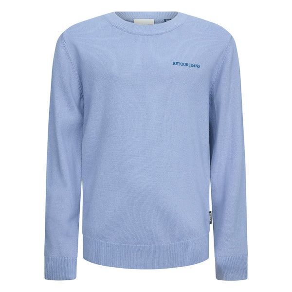 Jongens Knitwear pullover Fonzo van RETOUR in de kleur grey violet/ corn flower in maat 182-188.
