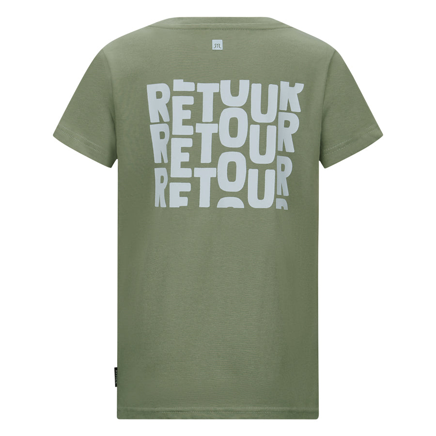 Jongens T-Shirt Chiel van Retour in de kleur Army Green in maat 158-164.