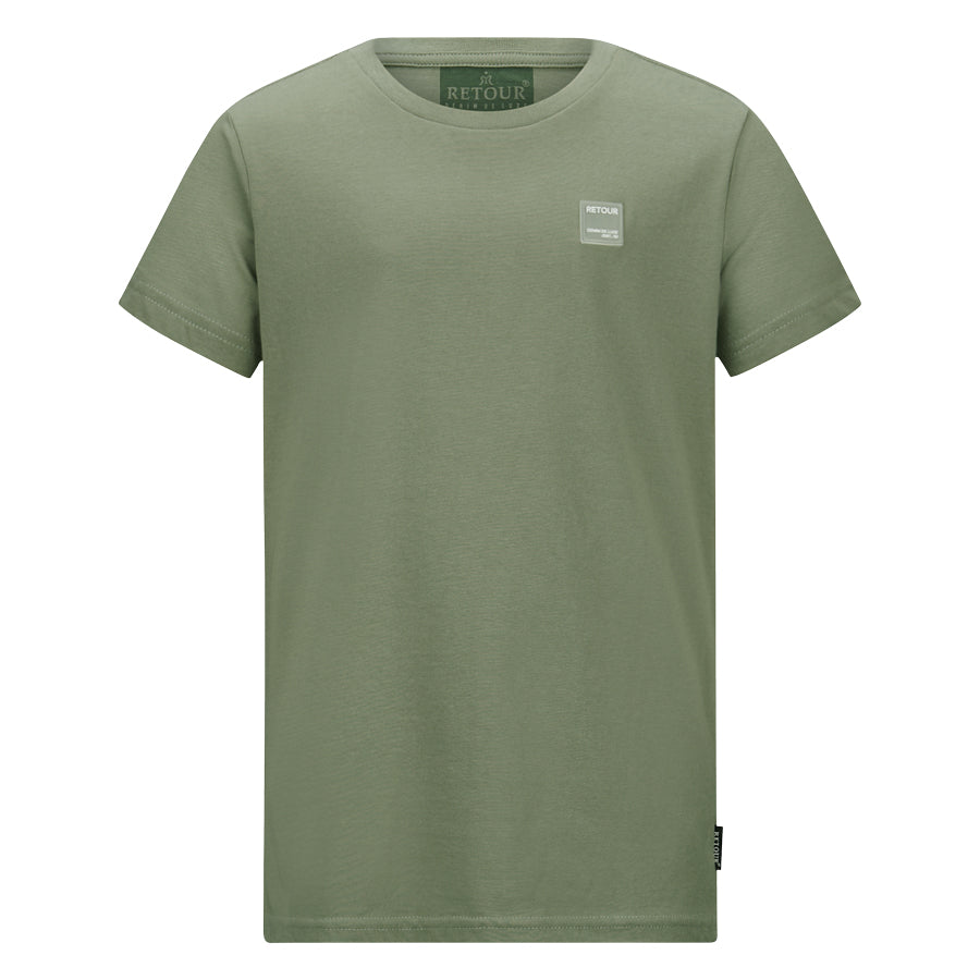 Jongens T-Shirt Chiel van Retour in de kleur Army Green in maat 158-164.