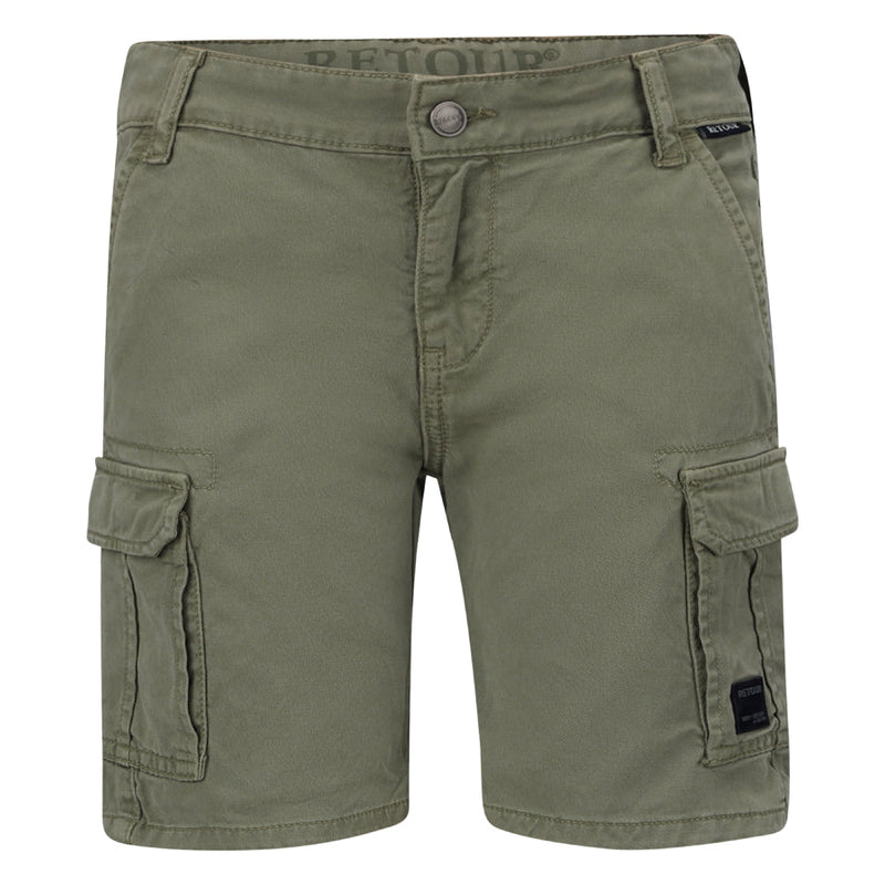 Jongens Short Rocko van Retour in de kleur Army Green in maat 158-164.