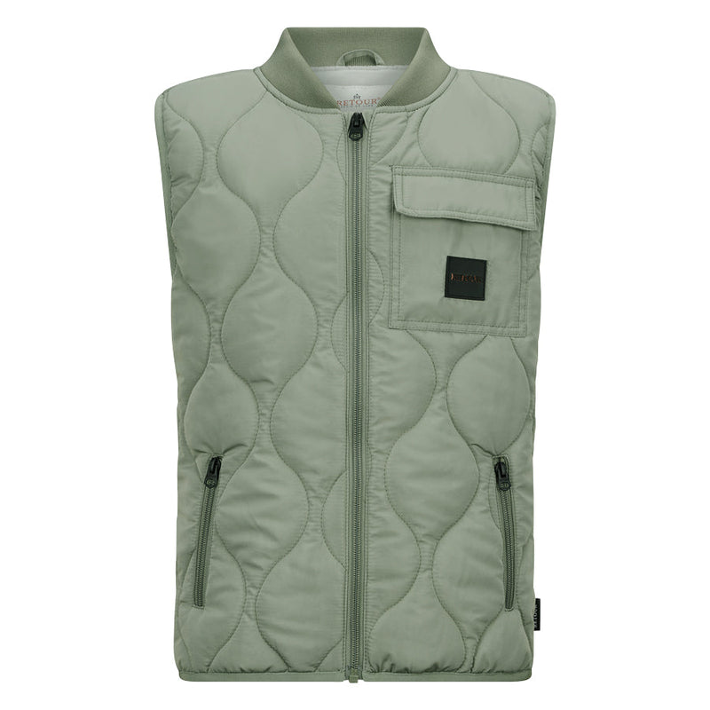 Jongens Bodywarmer Boyd van Retour in de kleur Army Green in maat 158-164.