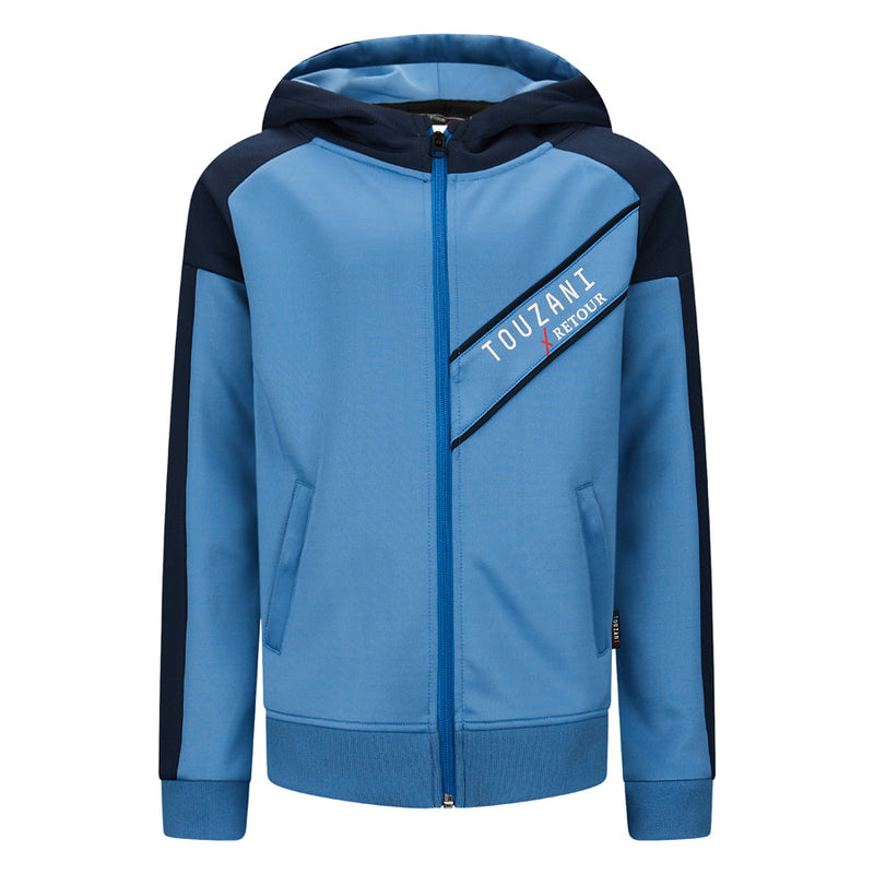 Jongens Trainingsjacket Cross (Touzani) van Retour in de kleur Faded Blue in maat 158-164.