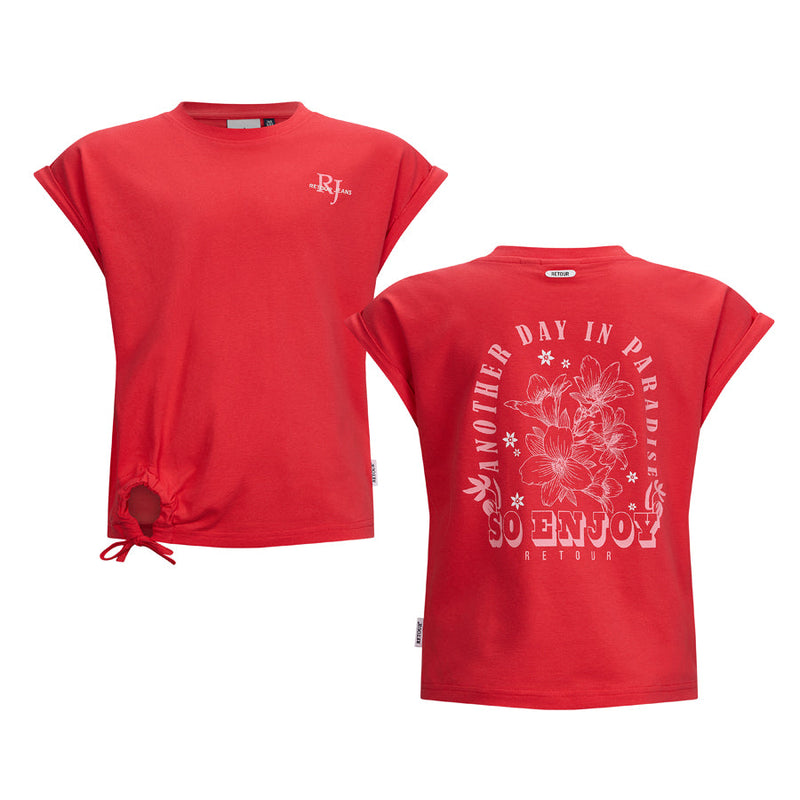 Meisjes T-Shirt with back-print Layla van RETOUR in de kleur poppy red in maat 182-188.