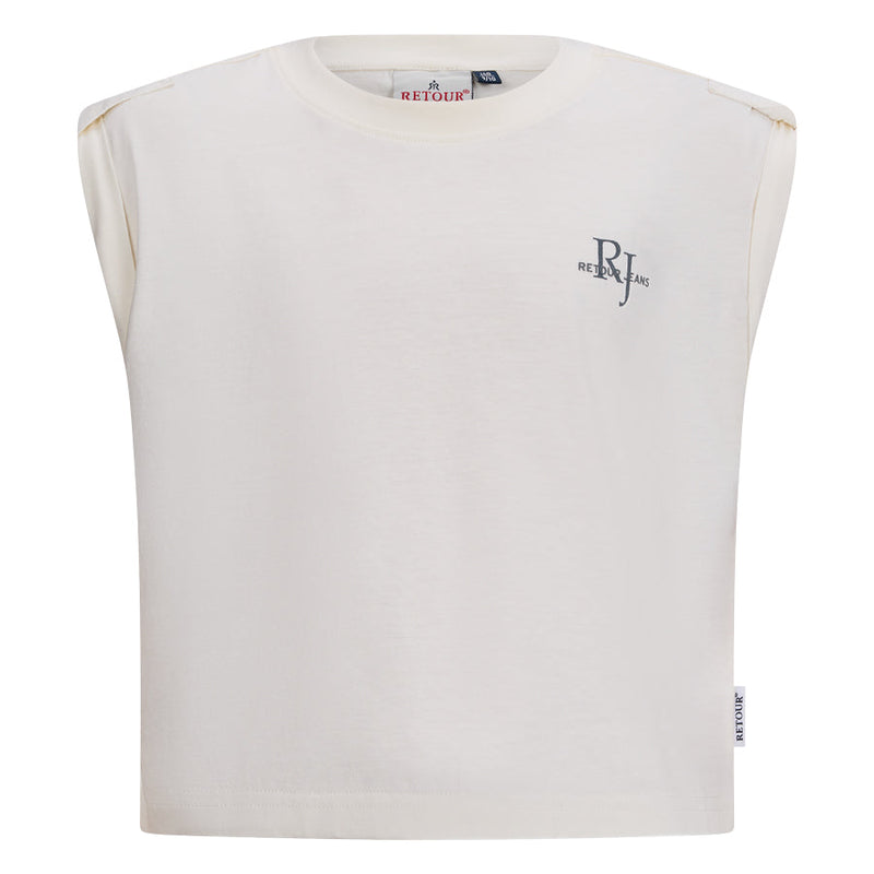 Meisjes Top with back-print Xaja van RETOUR in de kleur optical white in maat 182-188.