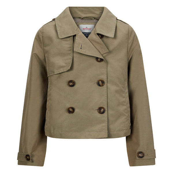 Meisjes Summer Jacket Holly van RETOUR in de kleur dark khaki in maat 158-164.