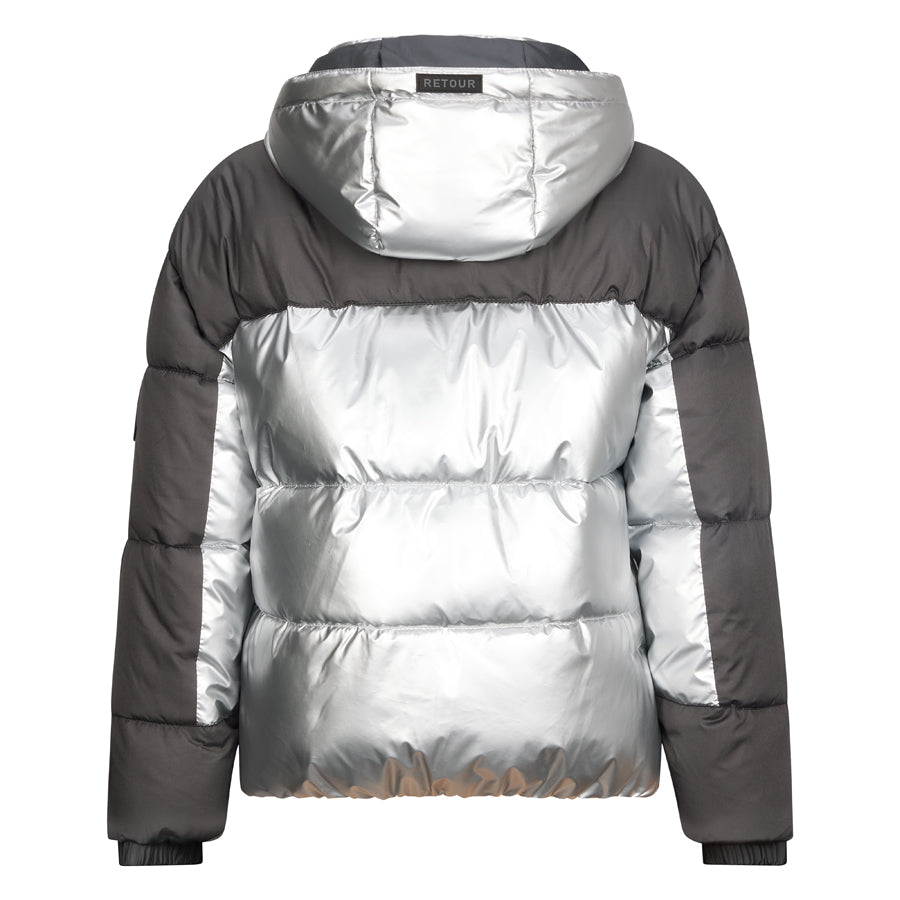 Meisjes Jacket Pom van RETOUR in de kleur silver in maat 170-176.