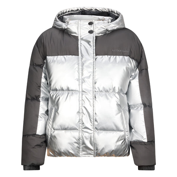 Meisjes Jacket Pom van RETOUR in de kleur silver in maat 170-176.