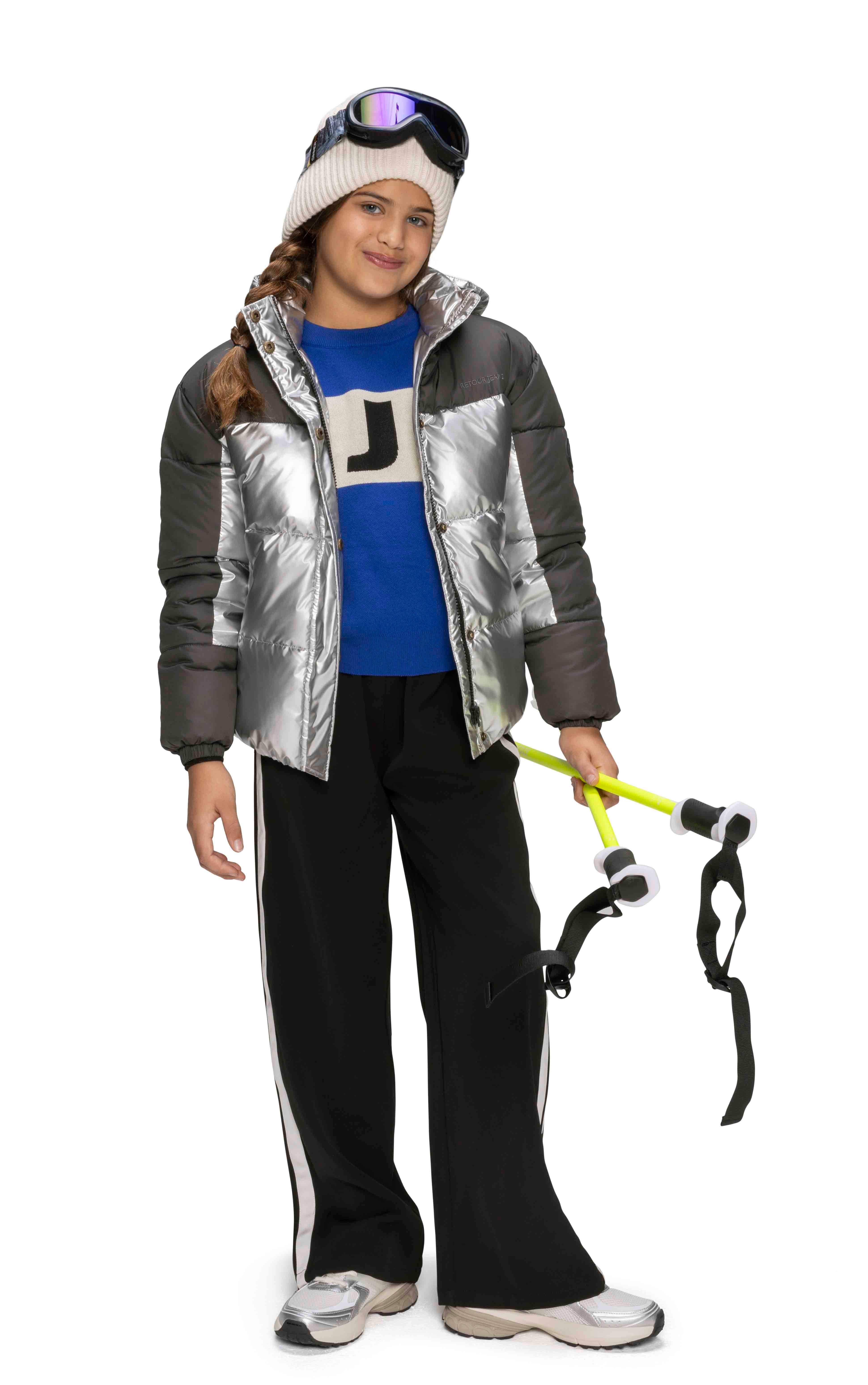 Meisjes Jacket Pom van RETOUR in de kleur silver in maat 170-176.