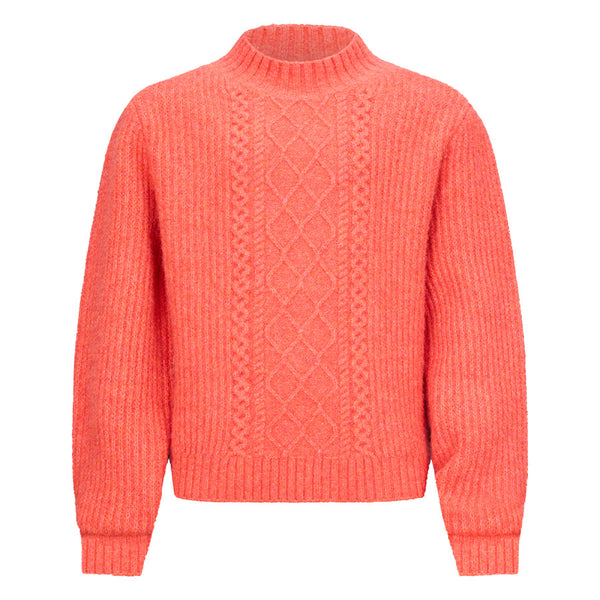 Meisjes Knitwear pullover Nova van RETOUR in de kleur bright coral in maat 182-188.