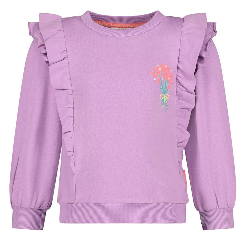 Meisjes Sweater ruches - Picknick Perfect van Jubel in de kleur Lila in maat 128.