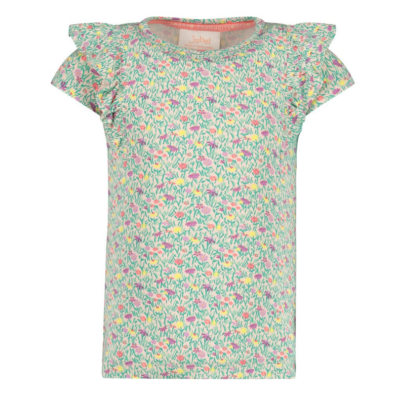 Meisjes T-shirt AOP - Picknick Perfect van Jubel in de kleur Groen in maat 128.
