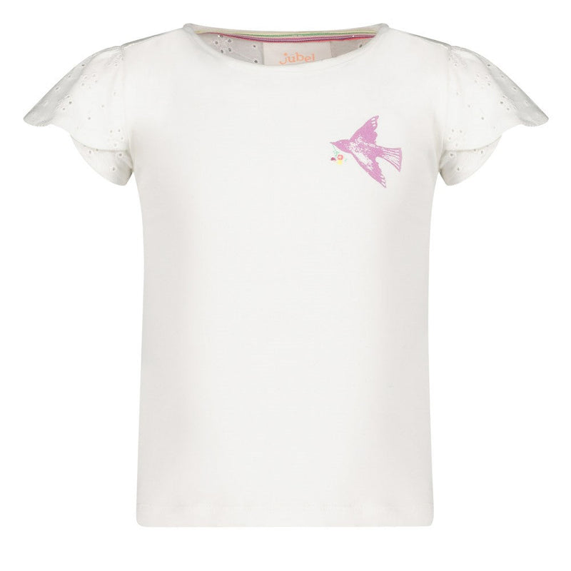 Meisjes T-shirt - Picknick Perfect van Jubel in de kleur Wit in maat 128.