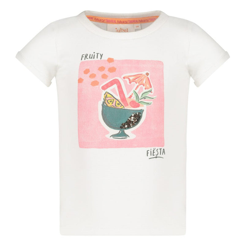 Meisjes T-shirt - Samba Shake van Jubel in de kleur Offwhite in maat 128.