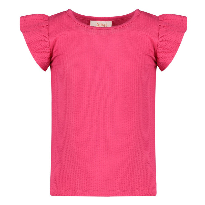 Meisjes T-shirt ruches - Samba Shake van Jubel in de kleur Fuchsia in maat 128.