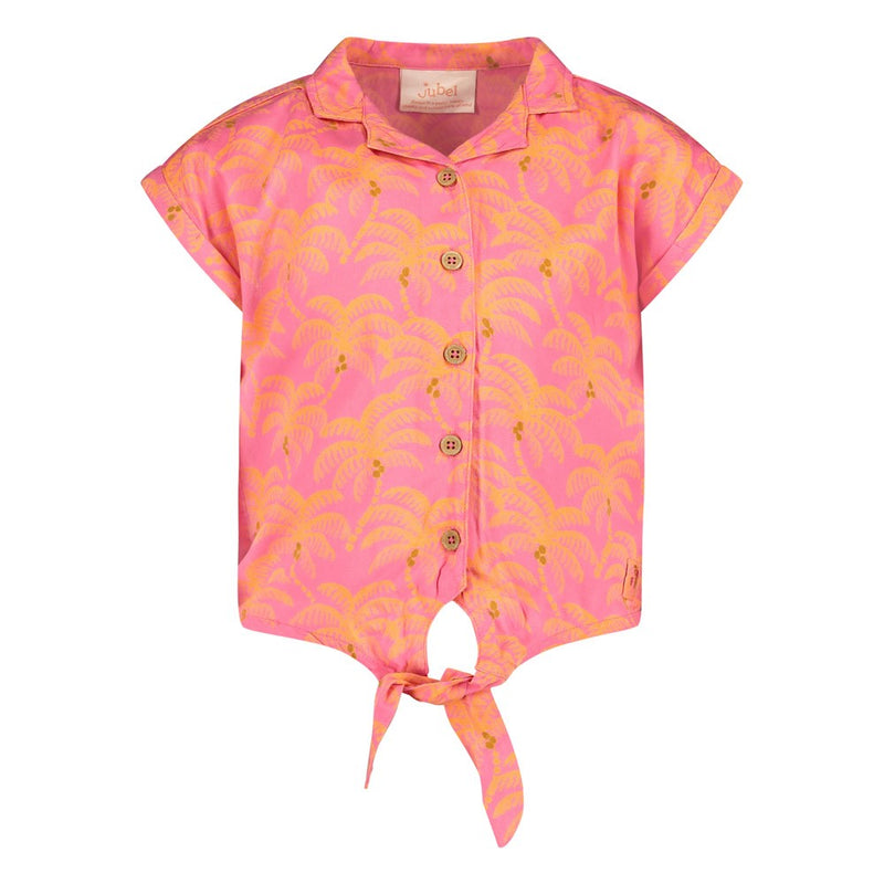 Meisjes Blouse AOP - Samba Shake van Jubel in de kleur Roze in maat 128.