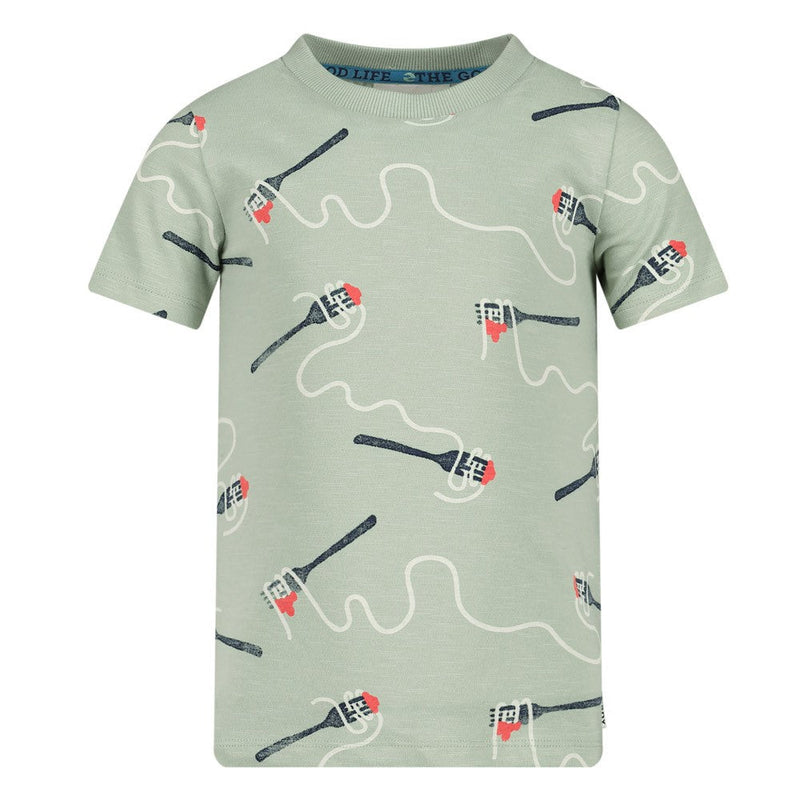 Jongens T-shirt AOP - The Good Life van Sturdy in de kleur Mint in maat 128.