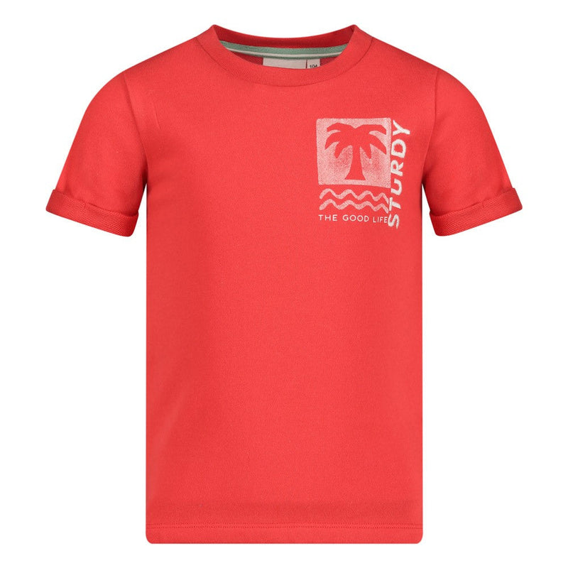 Jongens T-shirt - The Good Life van Sturdy in de kleur Rood in maat 128.