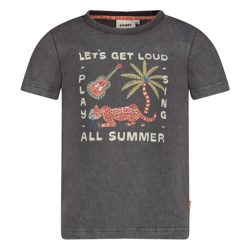 Jongens T-shirt - Happy Rio van Sturdy in de kleur Antraciet in maat 128.