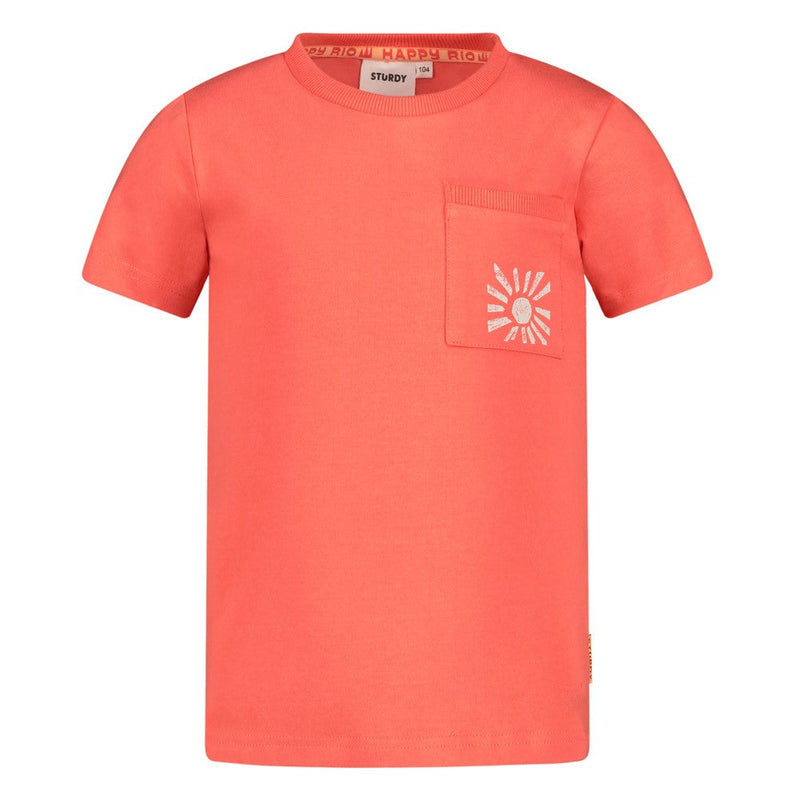 Jongens T-shirt - Happy Rio van Sturdy in de kleur Koraal in maat 128.