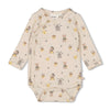 Unisexs Wikkelromper AOP - Honey Bear van Feetje in de kleur Offwhite melange in maat 62.