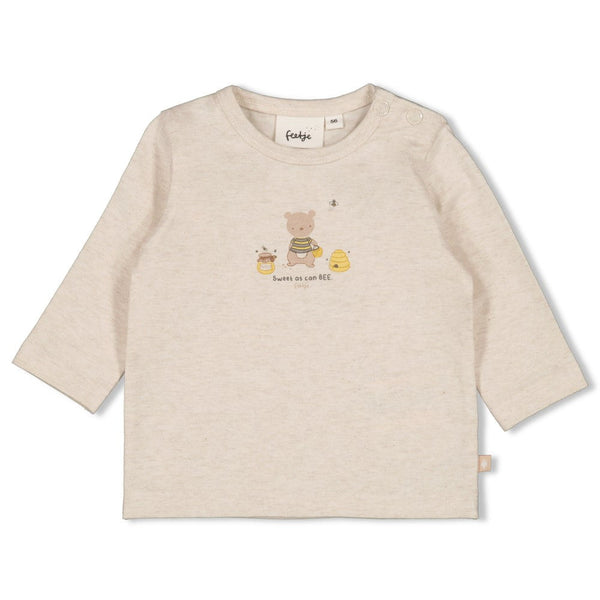 Unisexs Longsleeve - Honey Bear van Feetje in de kleur Offwhite melange in maat 62.