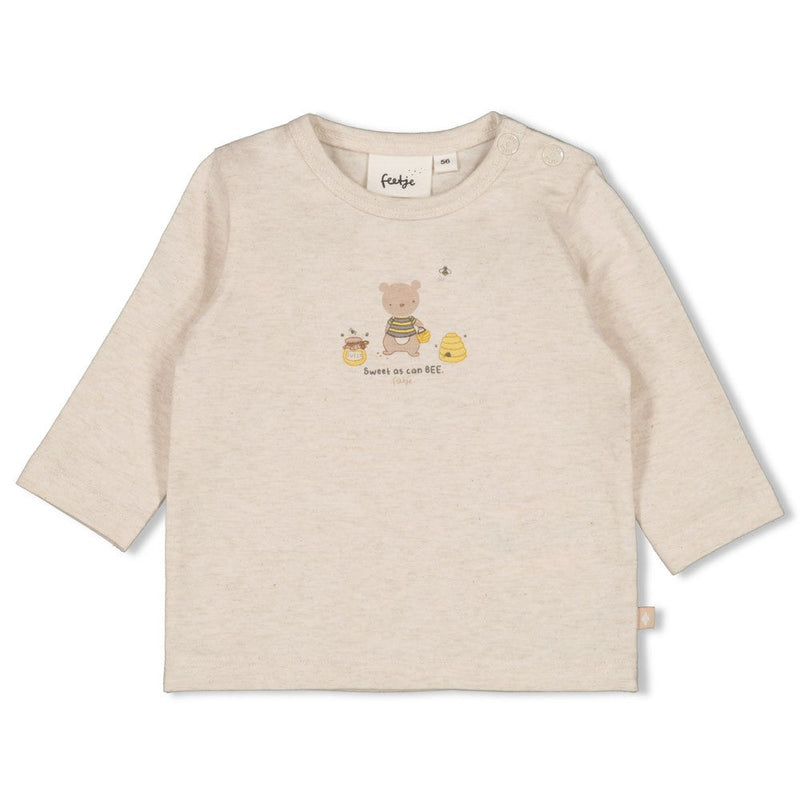 Unisexs Longsleeve - Honey Bear van Feetje in de kleur Offwhite melange in maat 62.