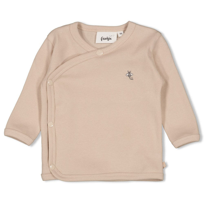 Unisexs Overslagshirt rib - Honey Bear van Feetje in de kleur Zand in maat 62.